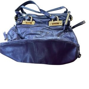 B. Makowsky soft purple leather huge shoulder bag w/gold metal accents & hangtag